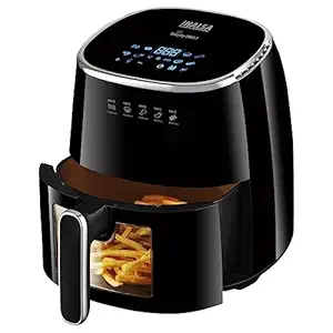 NALSA Air Fryer for Home|5.5 liter Capacity|Visible Window & Internal Light|1600 W with Smart AirCrisp Technology|6-In-1 Appliance With 8 Preset Menu & Digital Display (Tasty fry DW5.5) Black
